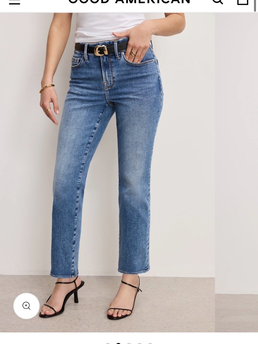 Good American Straight Leg Jeans in Light-Medium Blue Wash - 15 Plus